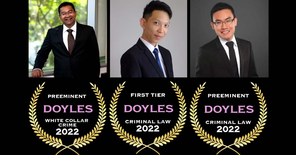 Eugene Thuraisingam LLP’s lawyers clinch top awards in Doyle’s Guide...