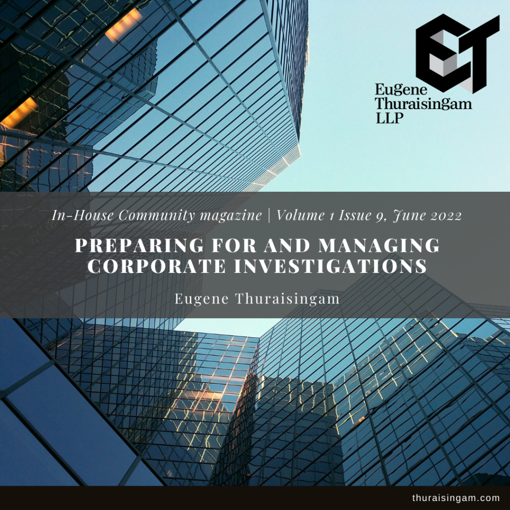 Preparing for and Managing Corporate Investigations