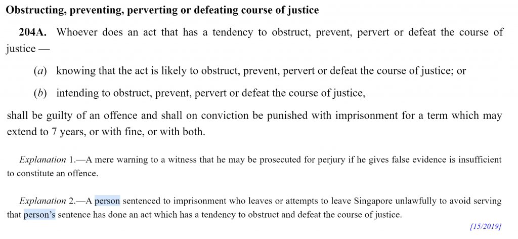 A closer look at the offence of Obstruction of Justice in Singapore ...